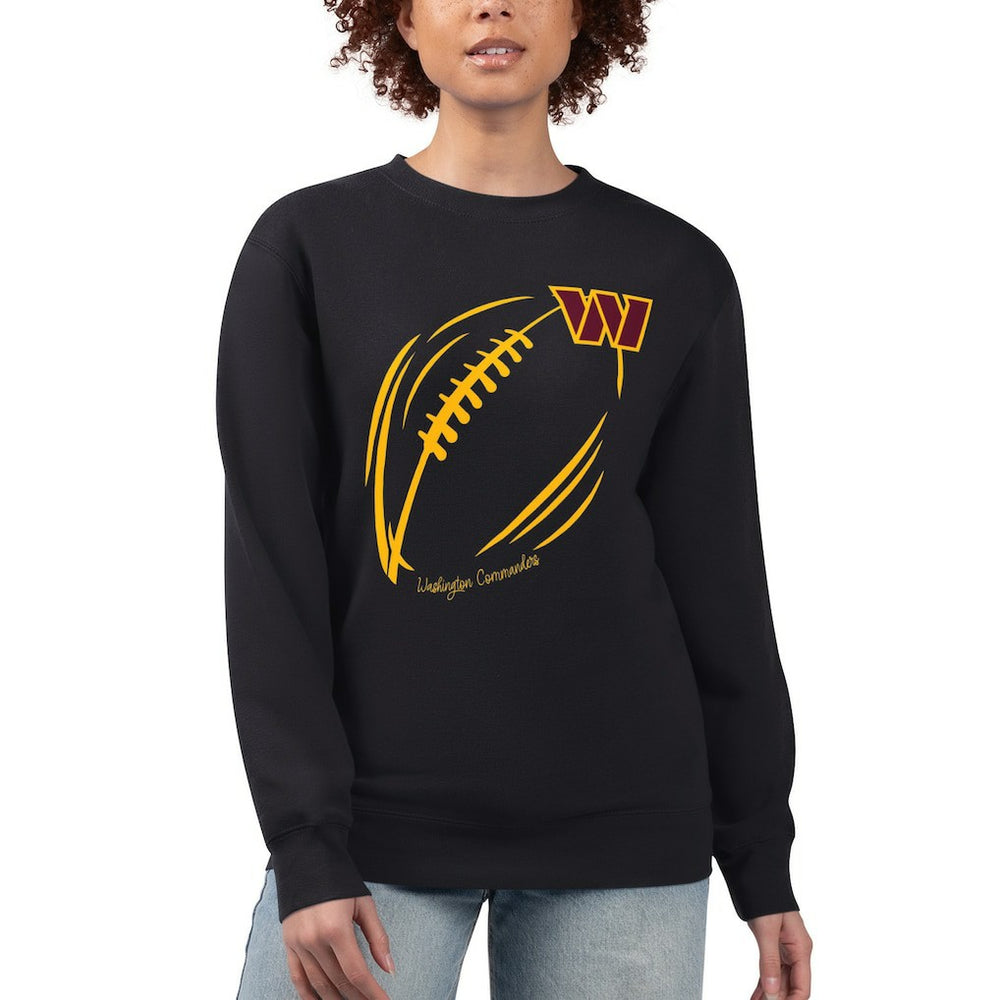 Washington Commanders G-III 4Her by Carl Banks Women's Football Logo Graphic Fleece Tri-Blend Pullover Sweatshirt Black