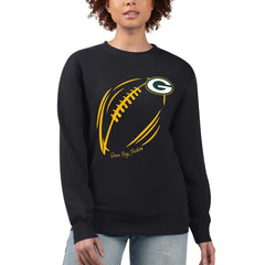 Green Bay Packers G-III 4Her by Carl Banks Women's Football Logo Graphic Fleece Tri-Blend Pullover Sweatshirt Black