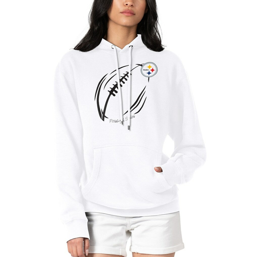 Pittsburgh Steelers G-III 4Her by Carl Banks Women's Football Logo Fleece Tri-Blend Pullover Hoodie White