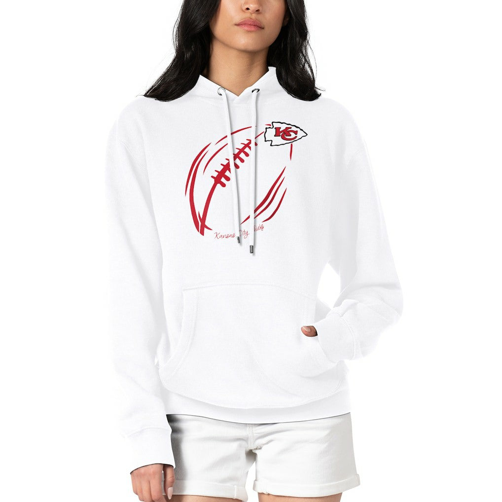 Kansas City Chiefs G-III 4Her by Carl Banks Women's Football Logo Fleece Tri-Blend Pullover Hoodie White