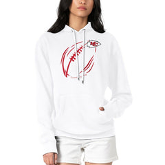 Kansas City Chiefs G-III 4Her by Carl Banks Women's Football Logo Fleece Tri-Blend Pullover Hoodie White