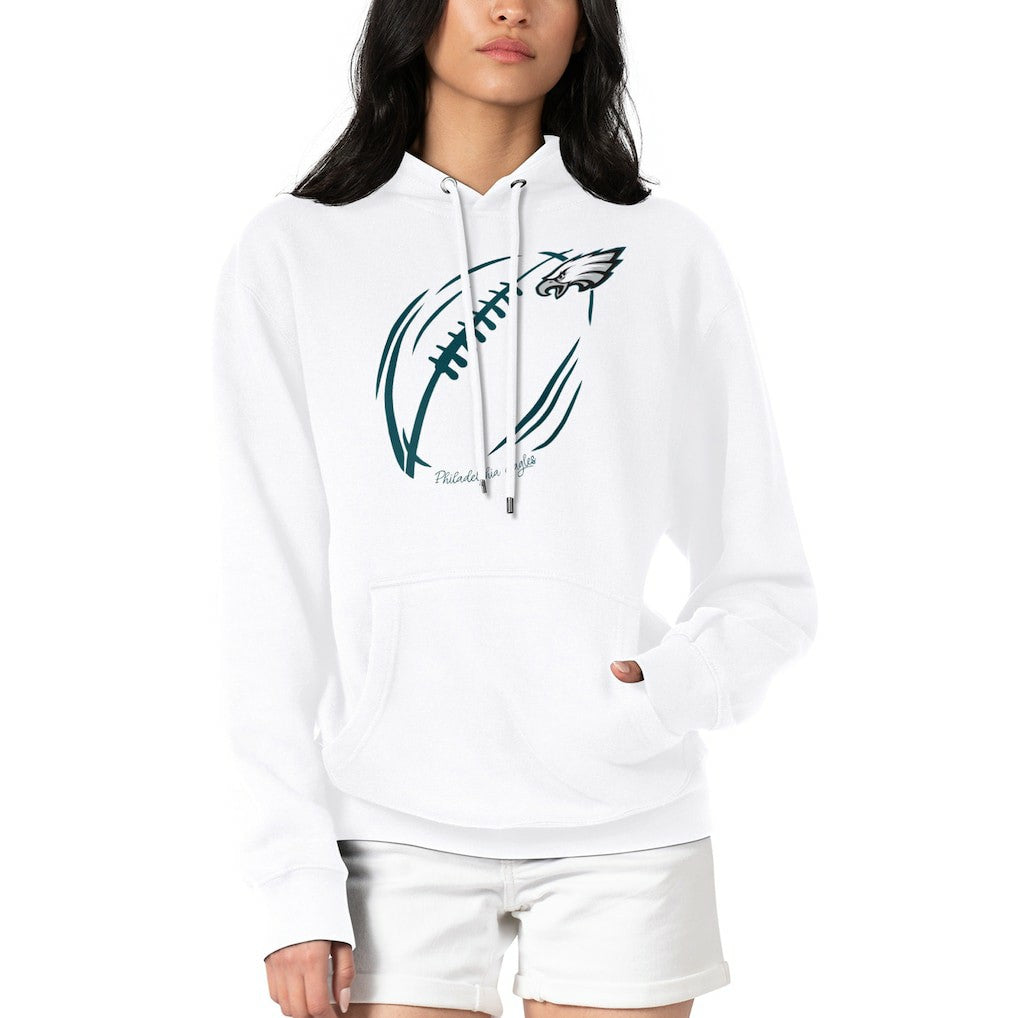 Philadelphia Eagles G-III 4Her by Carl Banks Women's Football Logo Fleece Tri-Blend Pullover Hoodie White