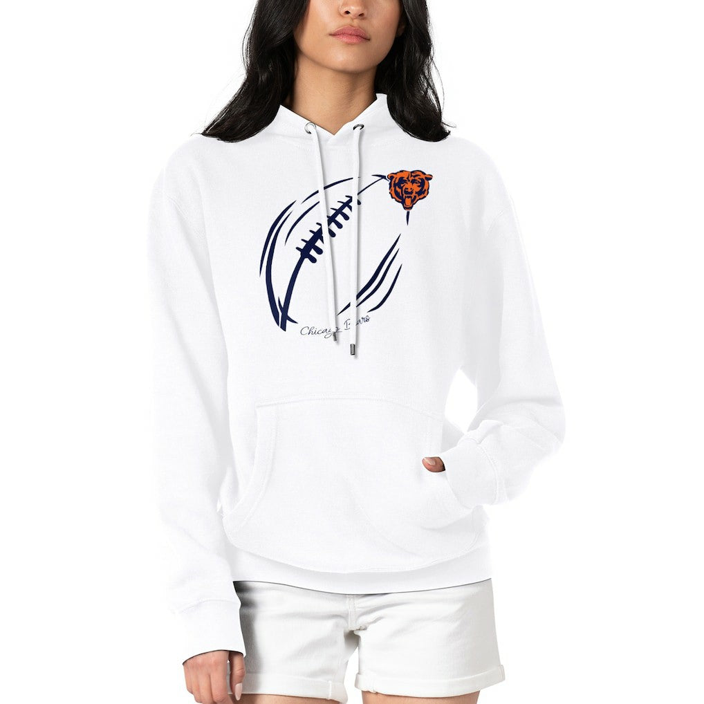 Chicago Bears G-III 4Her by Carl Banks Women's Football Logo Fleece Tri-Blend Pullover Hoodie White