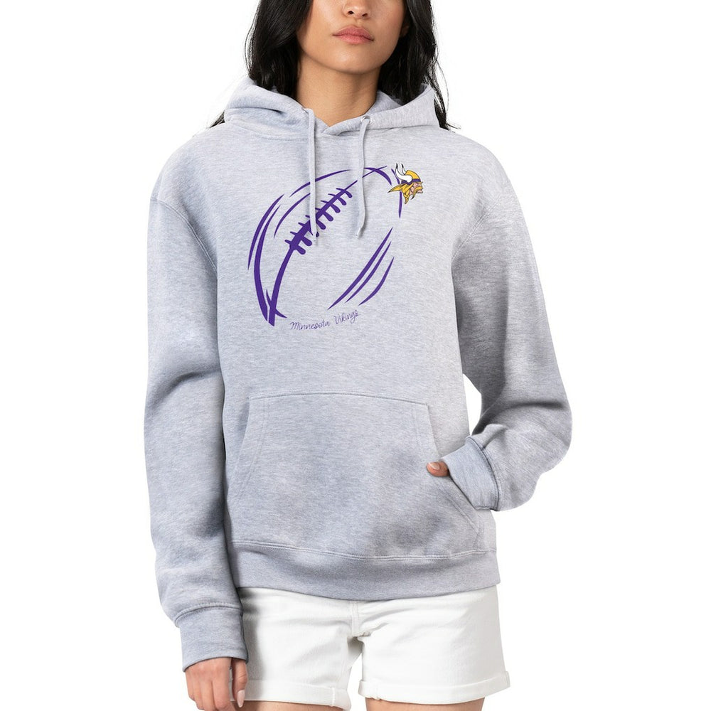 Minnesota Vikings G-III 4Her by Carl Banks Women's Football Logo Fleece Tri-Blend Pullover Hoodie Heather Gray