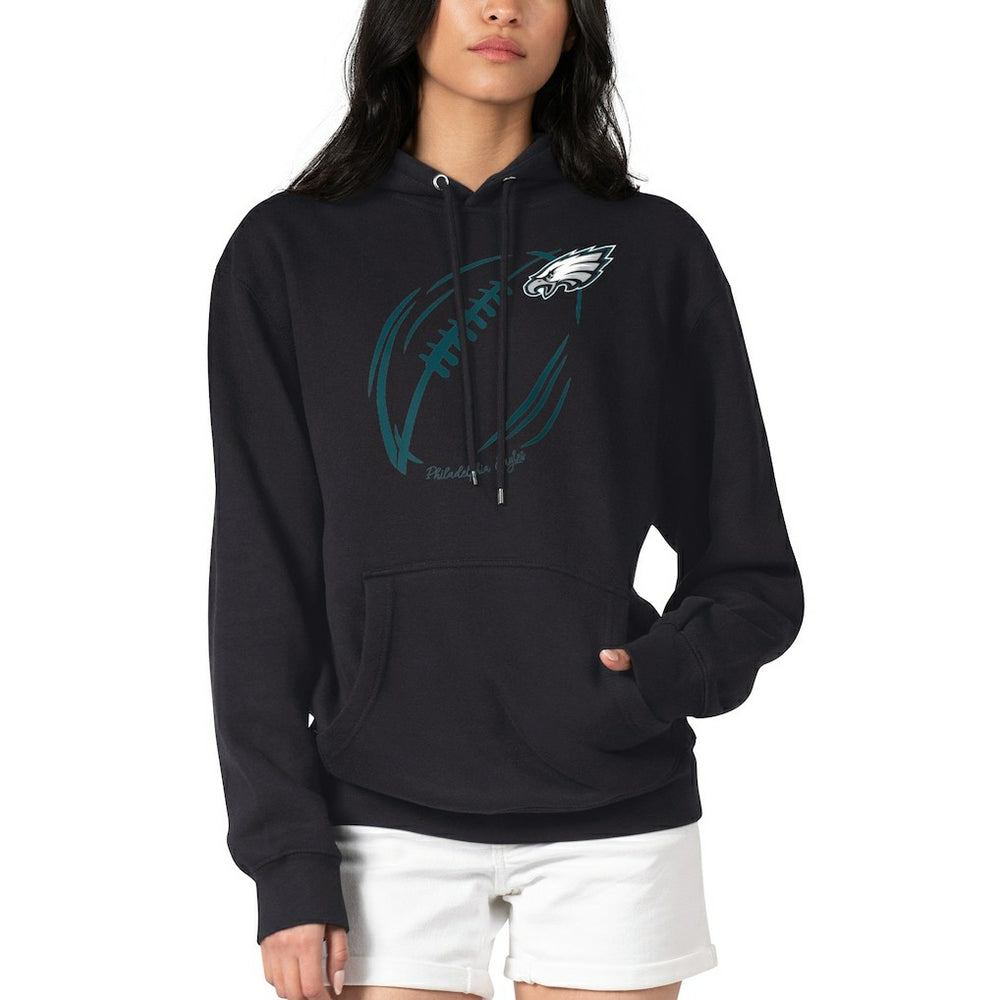 Philadelphia Eagles G-III 4Her by Carl Banks Women's Football Logo Fleece Tri-Blend Pullover Hoodie Black