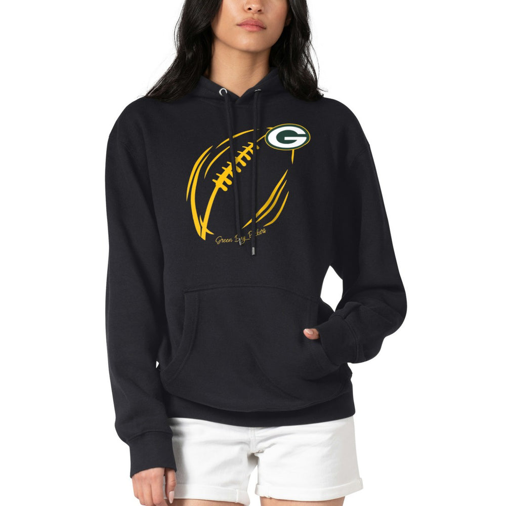 Green Bay Packers G-III 4Her by Carl Banks Women's Football Logo Fleece Tri-Blend Pullover Hoodie Black
