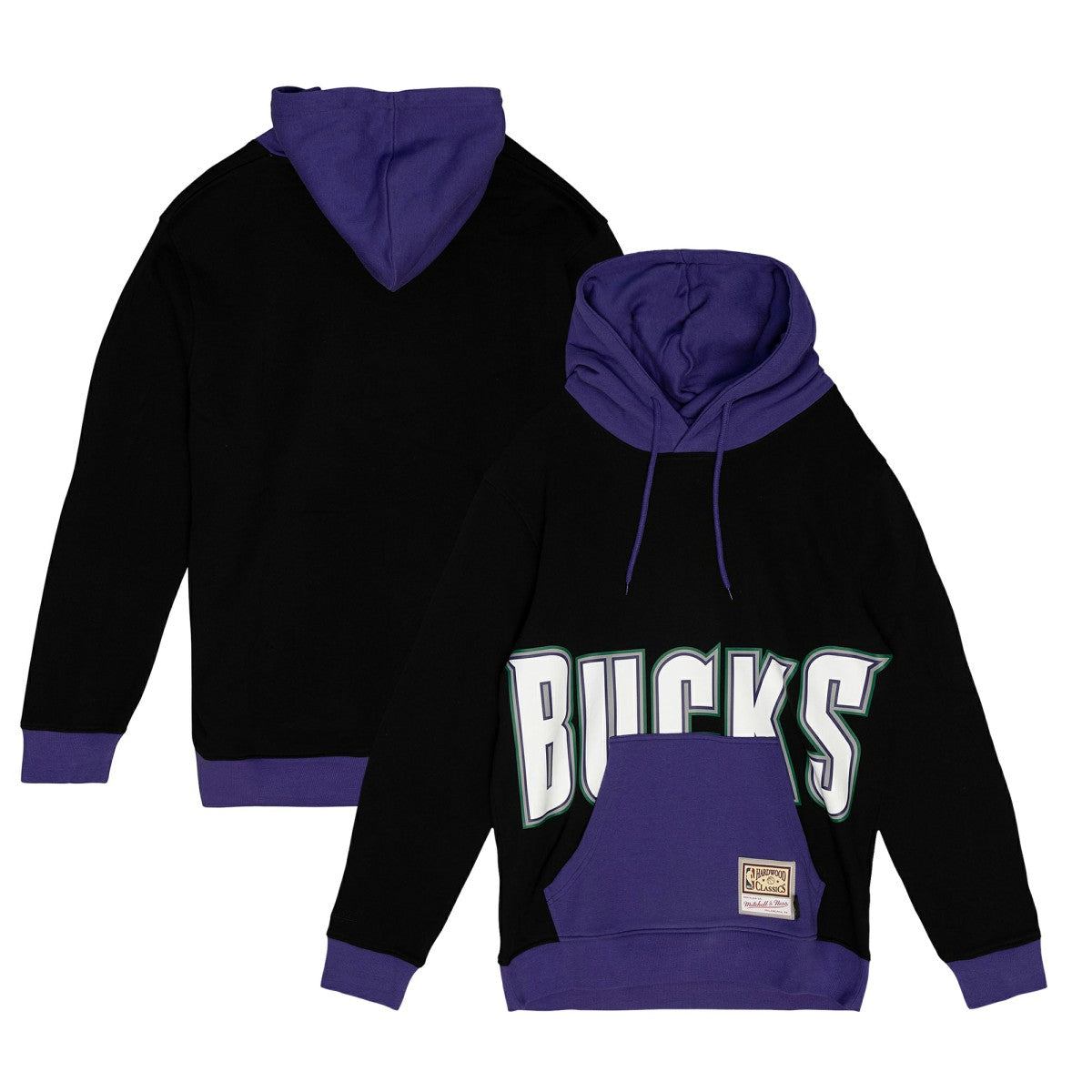 Milwaukee Bucks Hardwood Classics Big Face 5.0 Pullover Hoodie Black