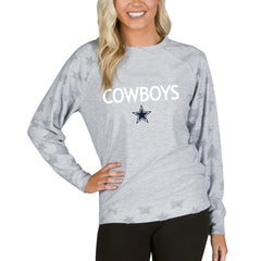 Dallas Cowboys Concepts Sport Women's Medal Jacquard Terry Long Sleeve Top Gray