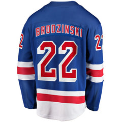 NHL Jonny Brodzinski New York Rangers Fanatics Home Premier Breakaway Player Jersey - Blue