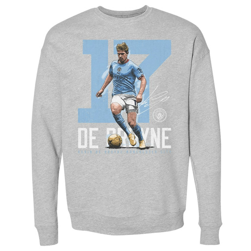 Manchester City 500 Level Bold Number Pullover Crewneck Sweatshirt Heather Gray shop