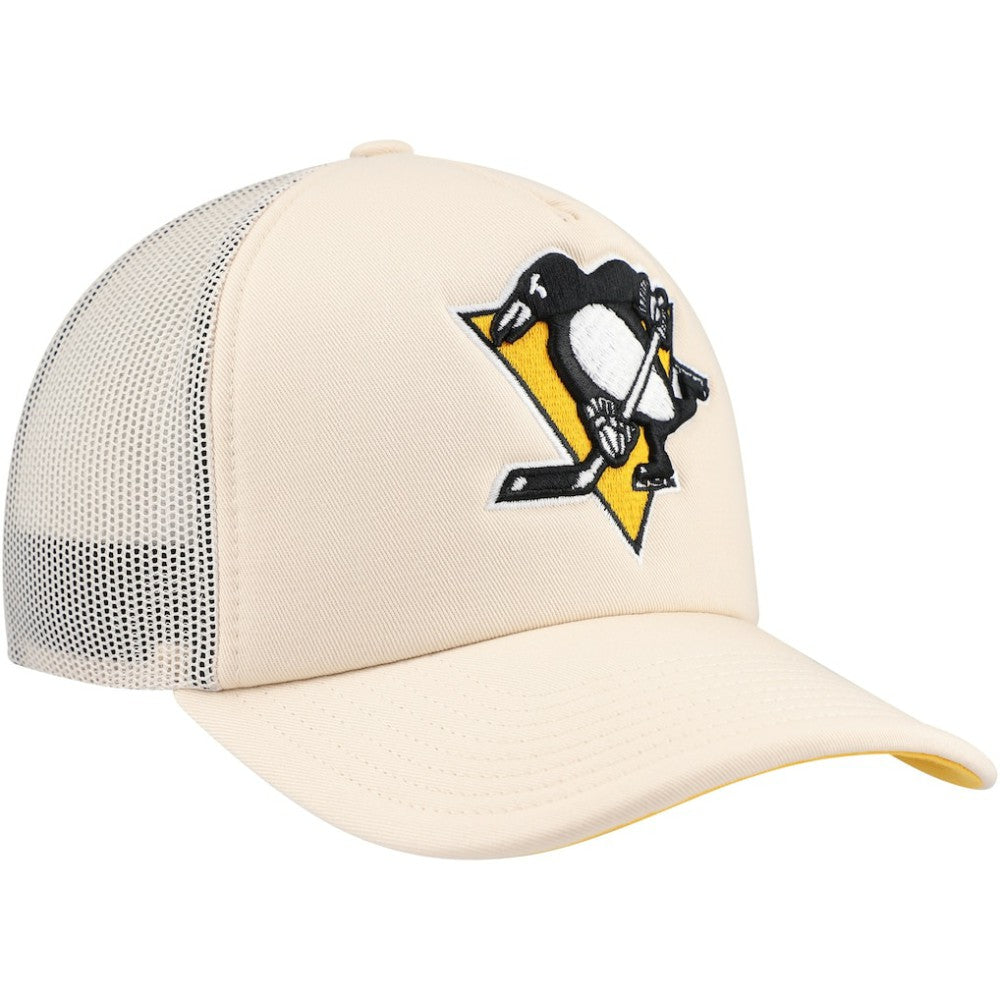 NHL Pittsburgh Penguins Mitchell & Ness Foam Front Trucker Adjustable Hat - Cream