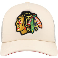 NHL Chicago Blackhawks Mitchell & Ness Foam Front Trucker Adjustable Hat - Cream