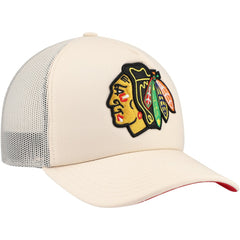 NHL Chicago Blackhawks Mitchell & Ness Foam Front Trucker Adjustable Hat - Cream