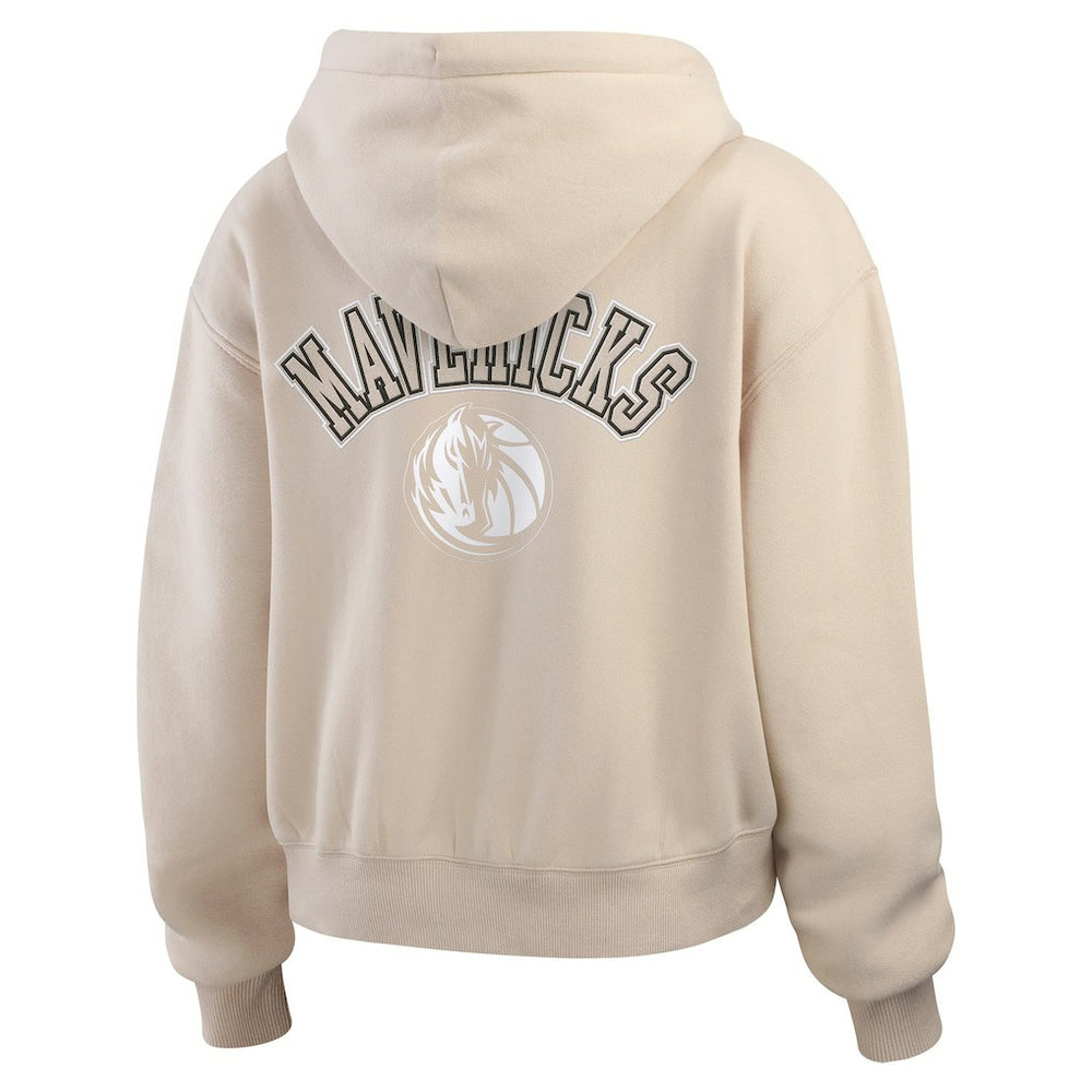 Dallas Mavericks WEAR by Erin Andrews Women's Tonal Felt Patch Full-Zip Hoodie Tan