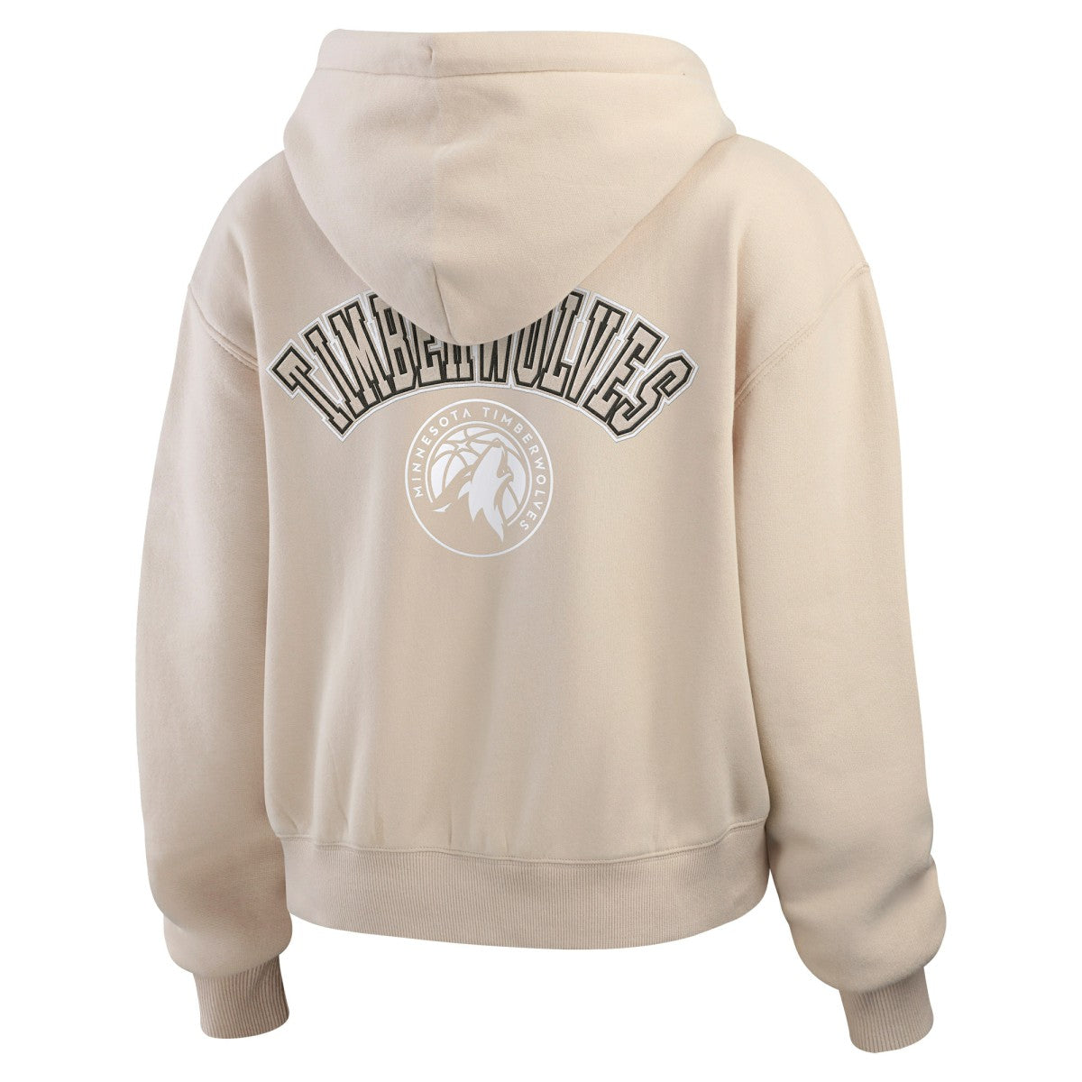 Minnesota Timberwolves WEAR by Erin Andrews Women's Tonal Felt Patch Full-Zip Hoodie Tan