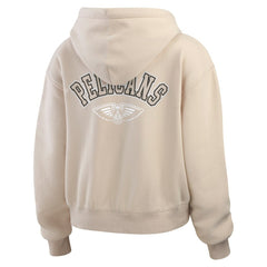 New Orleans Pelicans WEAR by Erin Andrews Women's Tonal Felt Patch Full-Zip Hoodie Tan