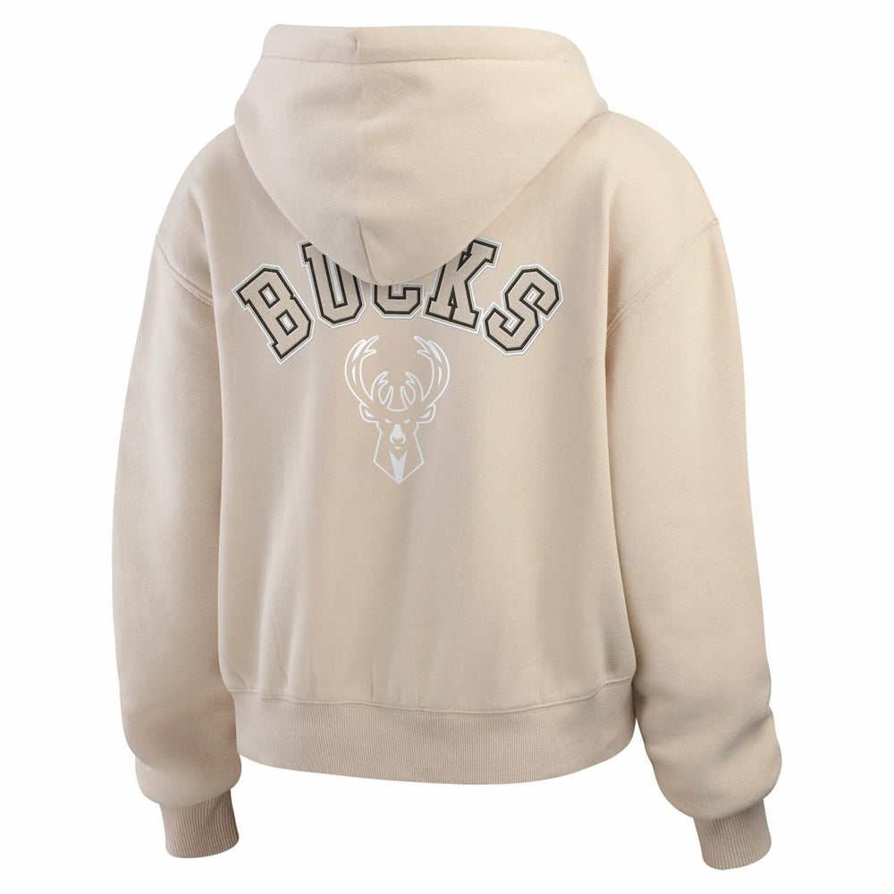 Milwaukee Bucks WEAR by Erin Andrews Women's Plus Size Tonal Felt Patch Full-Zip Hoodie Cream