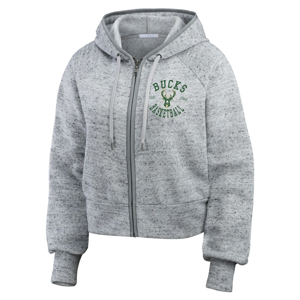 Milwaukee Bucks WEAR by Erin Andrews Women's Speckled Radiator Full-Zip Hoodie Heather Gray