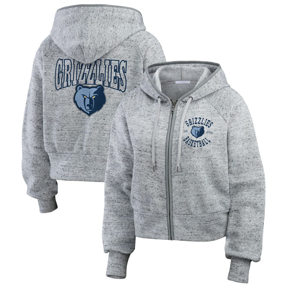 Memphis Grizzlies WEAR by Erin Andrews Women's Speckled Radiator Full-Zip Hoodie Heather Gray
