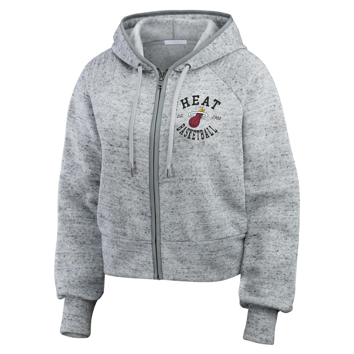 Miami Heat WEAR by Erin Andrews Women's Speckled Radiator Full-Zip Hoodie Heather Gray