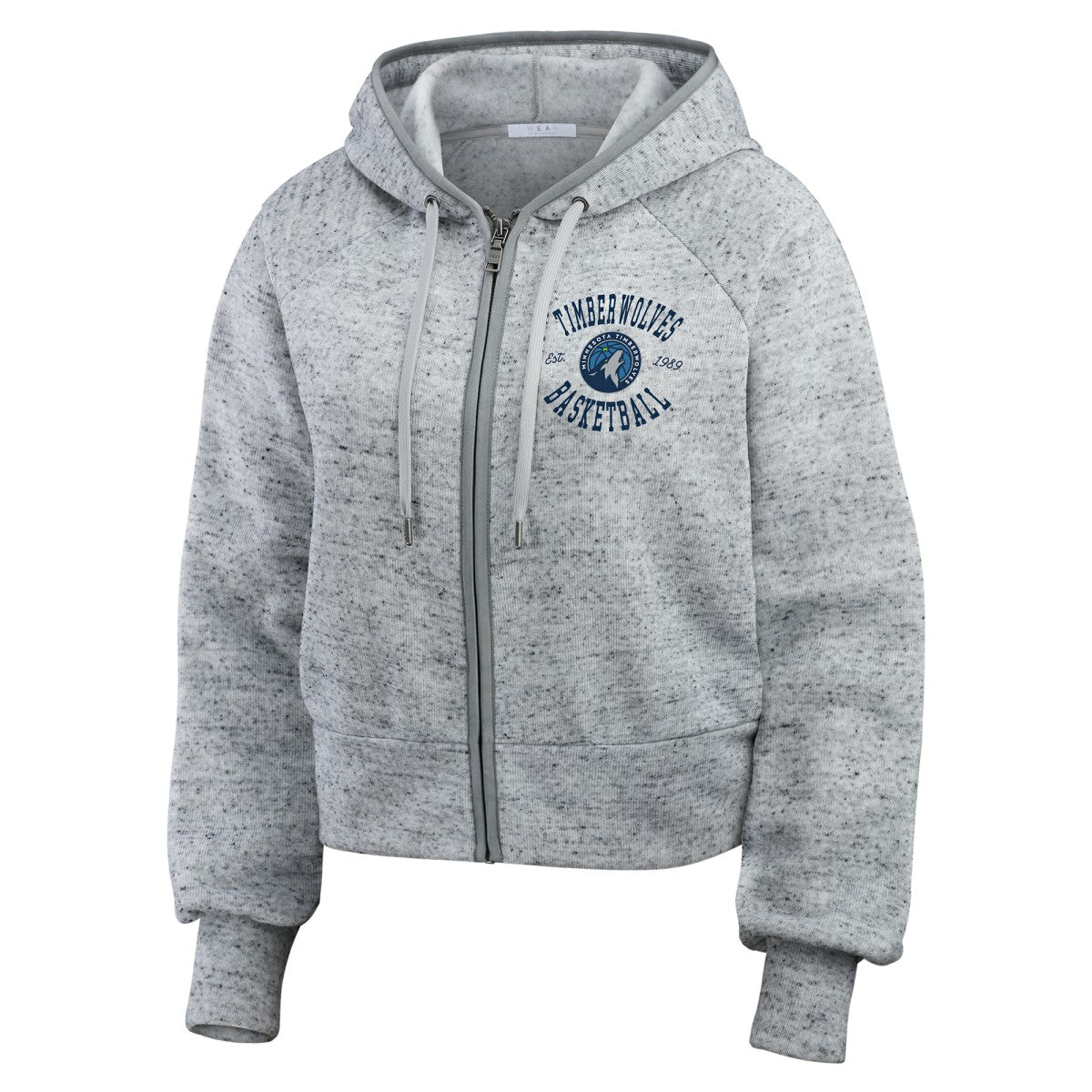 Minnesota Timberwolves WEAR by Erin Andrews Women's Speckled Radiator Full-Zip Hoodie Heather Gray