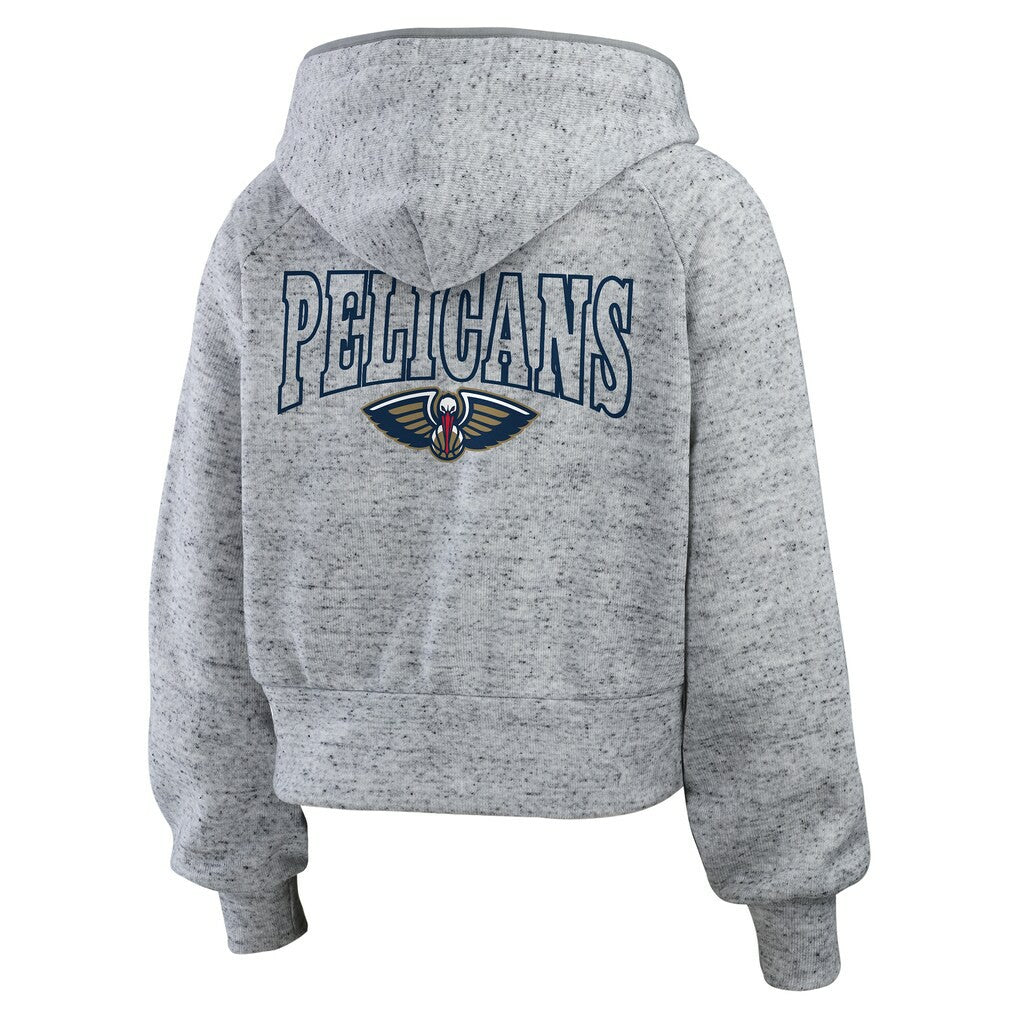 New Orleans Pelicans WEAR by Erin Andrews Women's Speckled Radiator Full-Zip Hoodie Heather Gray
