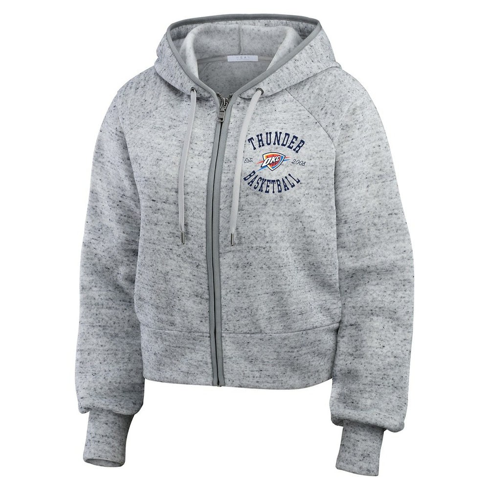 Oklahoma City Thunder WEAR by Erin Andrews Women's Speckled Radiator Full-Zip Hoodie Heather Gray