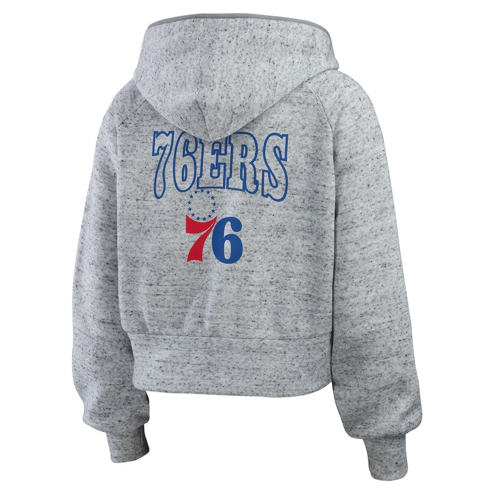 Philadelphia 76ers WEAR by Erin Andrews Women's Speckled Radiator Full-Zip Hoodie Heather Gray