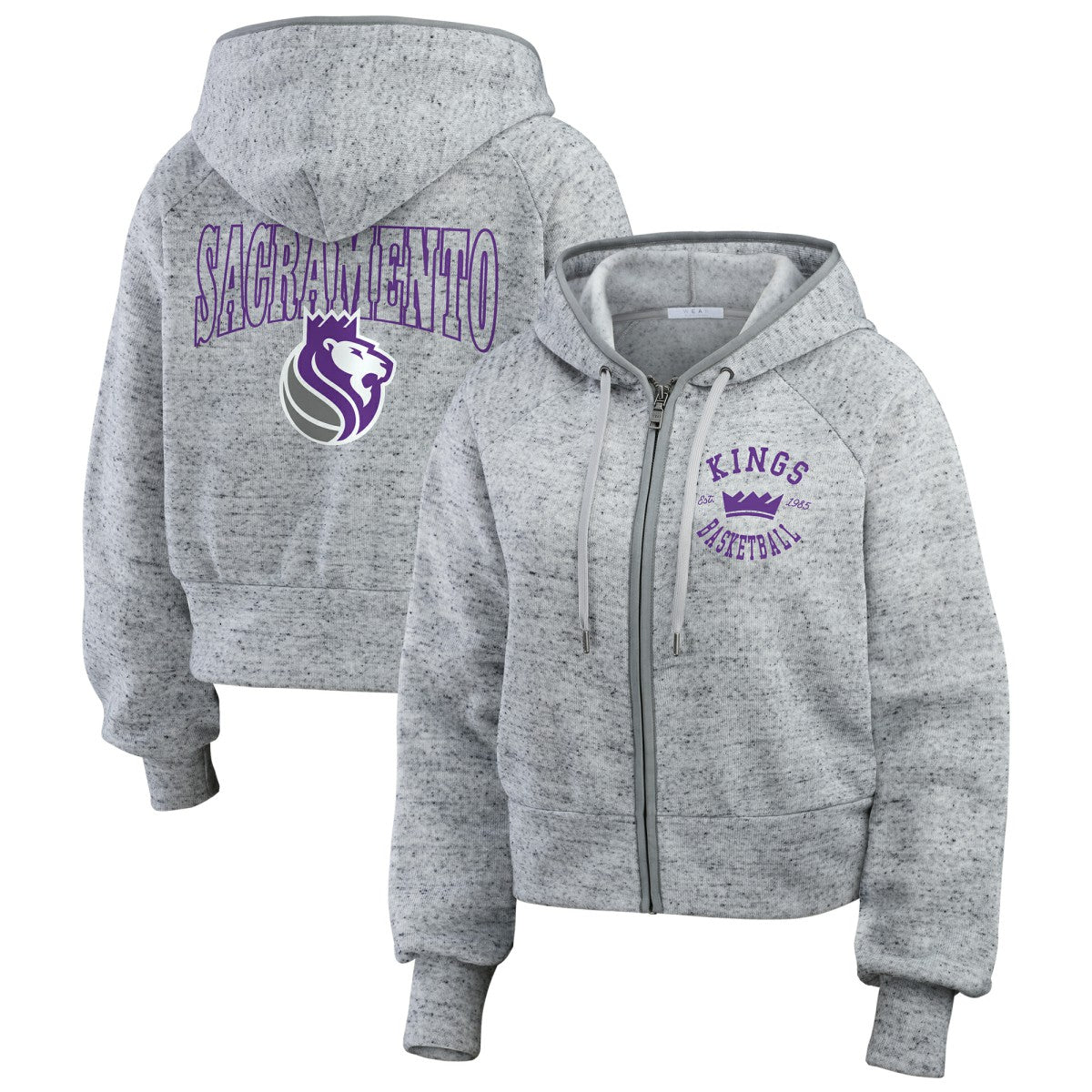Sacramento Kings WEAR by Erin Andrews Women's Speckled Radiator Full-Zip Hoodie Heather Gray