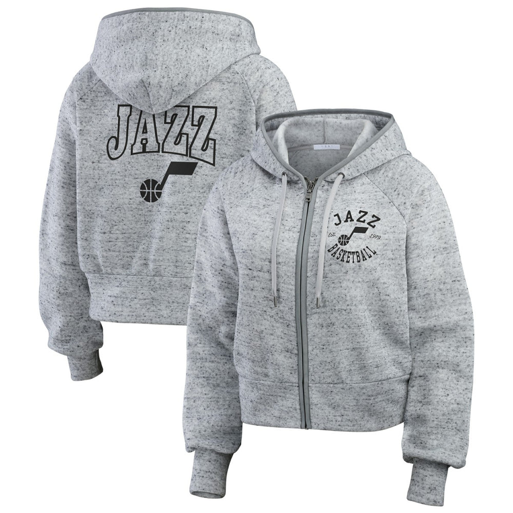 Utah Jazz WEAR by Erin Andrews Women's Speckled Radiator Full-Zip Hoodie Heather Gray
