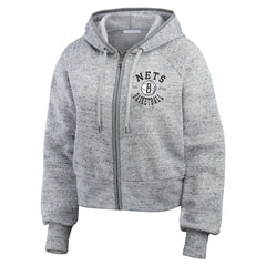 Brooklyn Nets WEAR by Erin Andrews Women's Speckled Radiator Full-Zip Hoodie Heather Gray