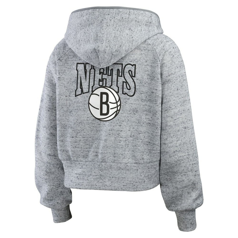 Brooklyn Nets WEAR by Erin Andrews Women's Speckled Radiator Full-Zip Hoodie Heather Gray
