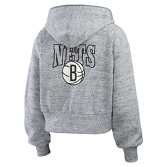 Brooklyn Nets WEAR by Erin Andrews Women's Speckled Radiator Full-Zip Hoodie Heather Gray