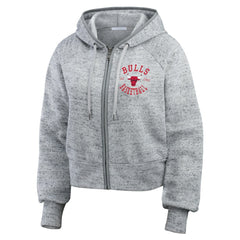 Chicago Bulls WEAR by Erin Andrews Women's Speckled Radiator Full-Zip Hoodie Heather Gray