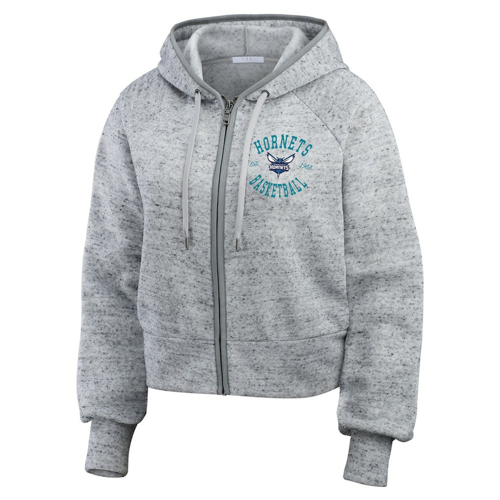 Charlotte Hornets WEAR by Erin Andrews Women's Speckled Radiator Full-Zip Hoodie Heather Gray