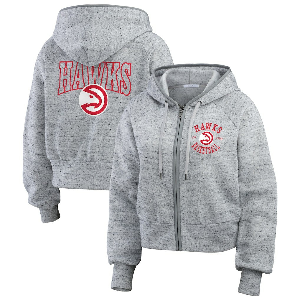 Atlanta Hawks WEAR by Erin Andrews Women's Speckled Radiator Full-Zip Hoodie Heather Gray