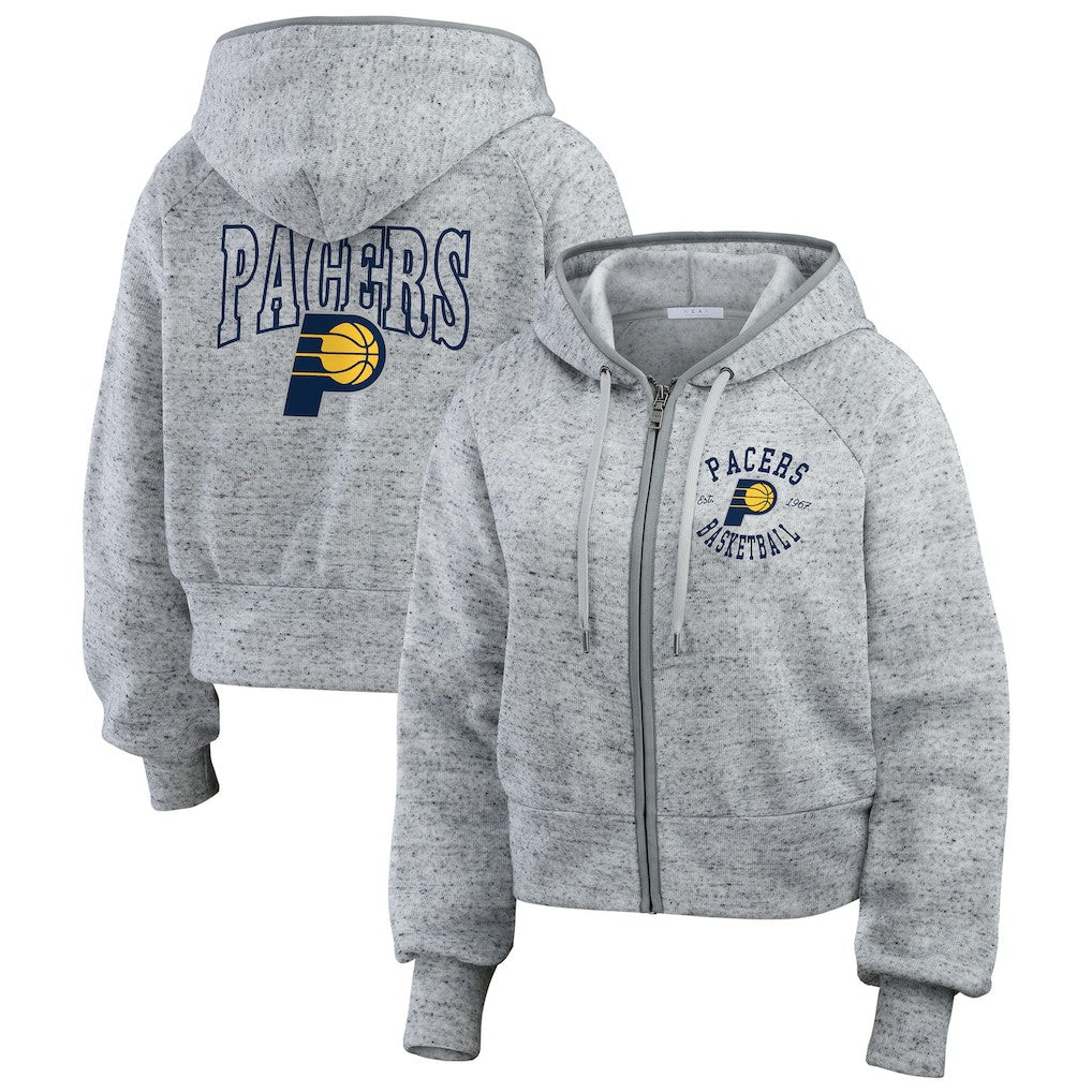 Indiana Pacers WEAR by Erin Andrews Women's Speckled Radiator Full-Zip Hoodie Heather Gray