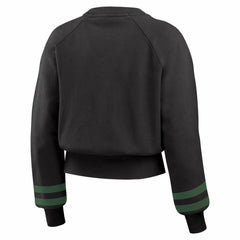 Milwaukee Bucks WEAR by Erin Andrews Women's Vintage Raglan Cropped Pullover Sweatshirt Black
