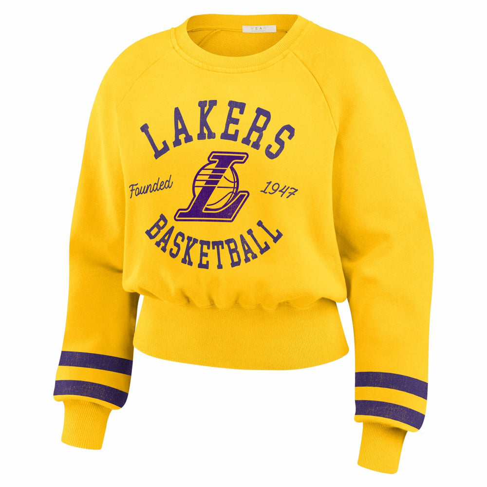Los Angeles Lakers WEAR by Erin Andrews Women's Vintage Raglan Cropped Pullover Sweatshirt Gold