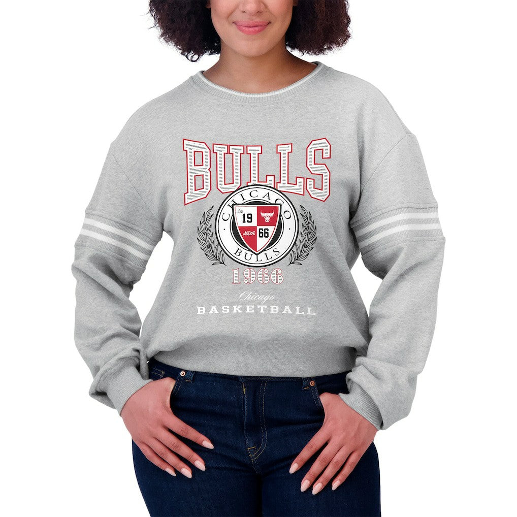 Chicago Bulls WEAR by Erin Andrews Women's French Terry Pullover Sweatshirt Heather Gray
