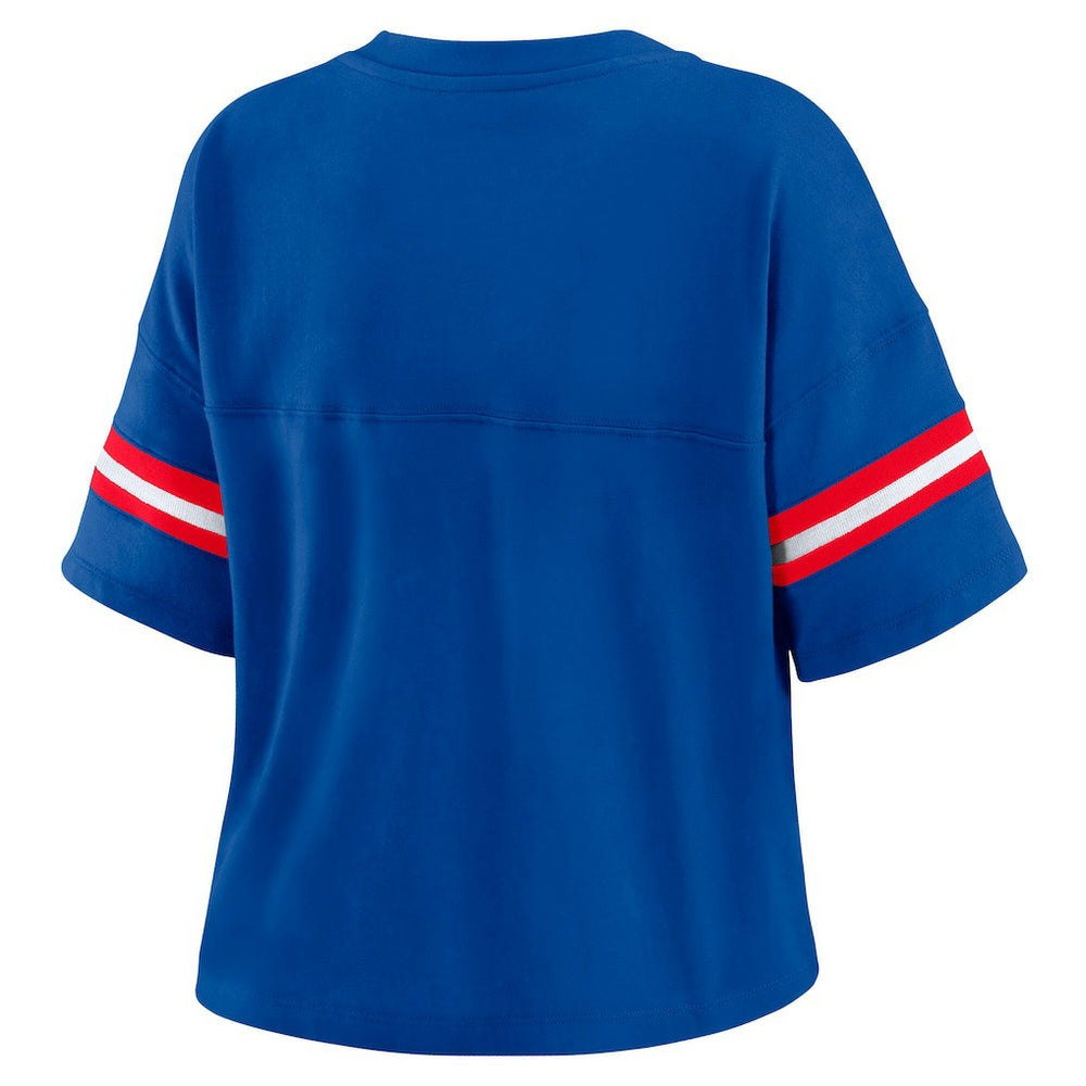 Philadelphia 76ers WEAR by Erin Andrews Women's Color Block Boxy V-Neck T-Shirt Royal