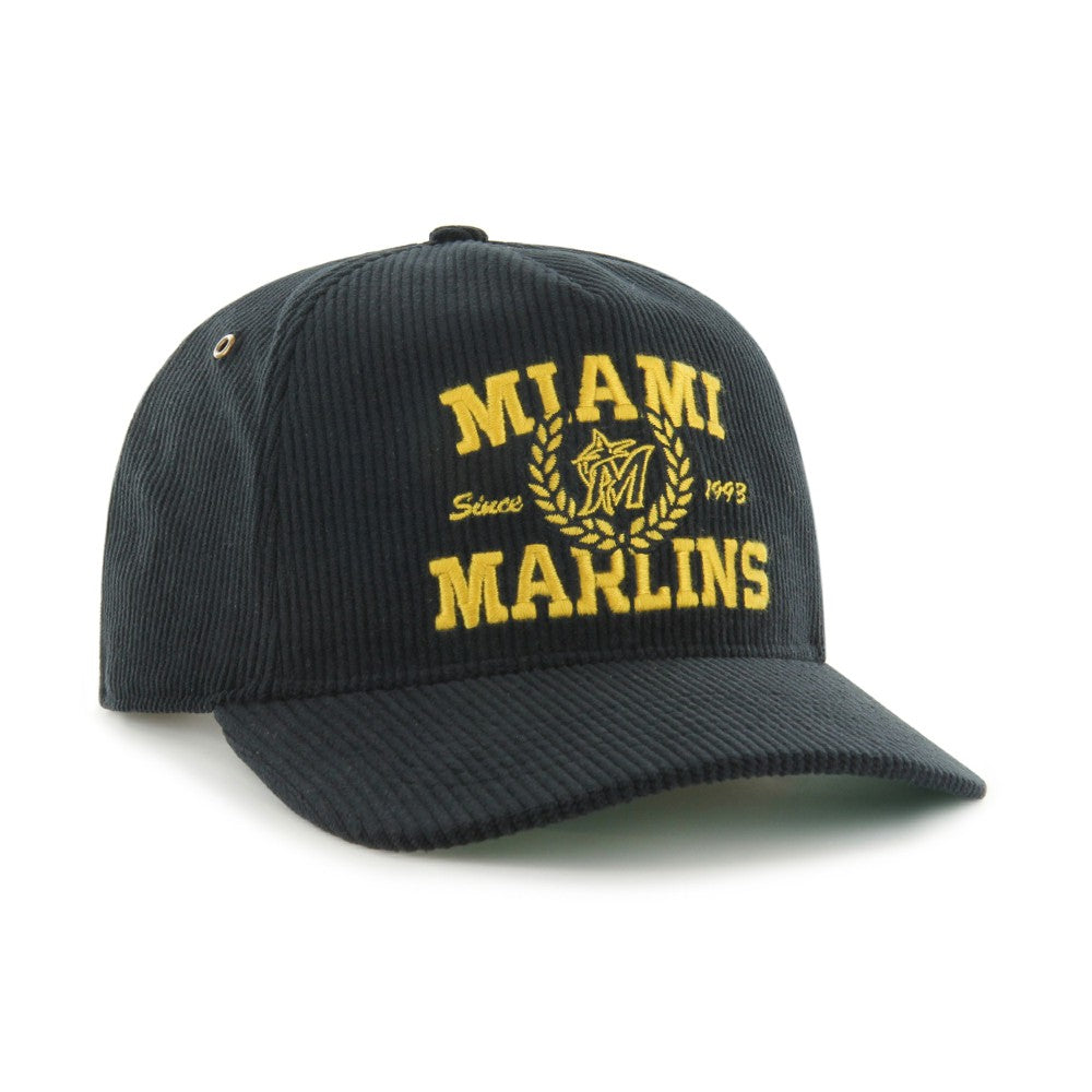 Miami Marlins '47 Laurus Corduroy Hitch Snapback Hat - Black Hats