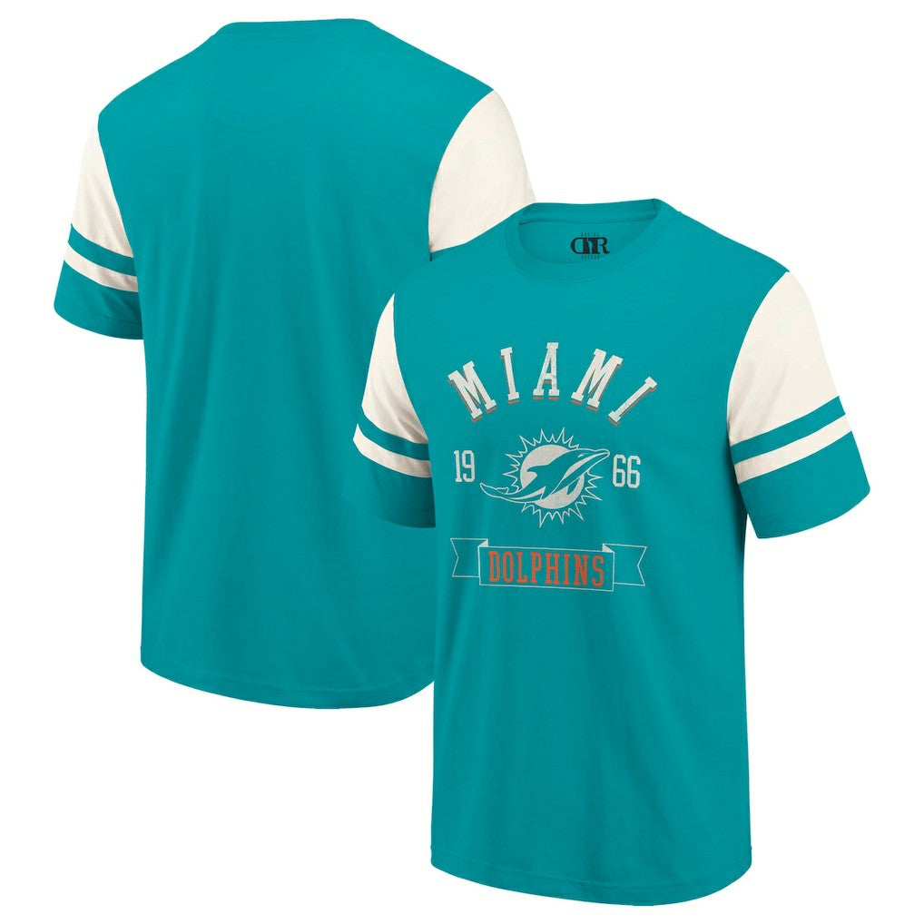 Miami Dolphins Darius Rucker Collection Football T-Shirt Aqua