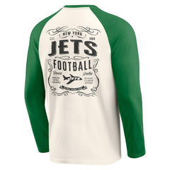 New York Jets Darius Rucker Collection Raglan Henley Long Sleeve T-Shirt Cream/Green