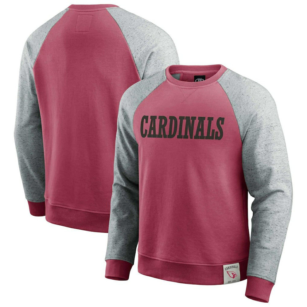 Arizona Cardinals Darius Rucker Collection Colorblock Pullover Sweatshirt Cardinal/Heather Gray