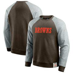 Cleveland Browns Darius Rucker Collection Colorblock Pullover Sweatshirt Brown/Heather Gray