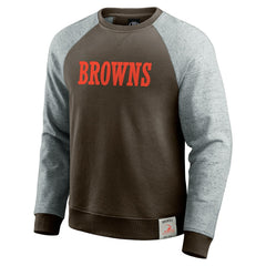 Cleveland Browns Darius Rucker Collection Colorblock Pullover Sweatshirt Brown/Heather Gray