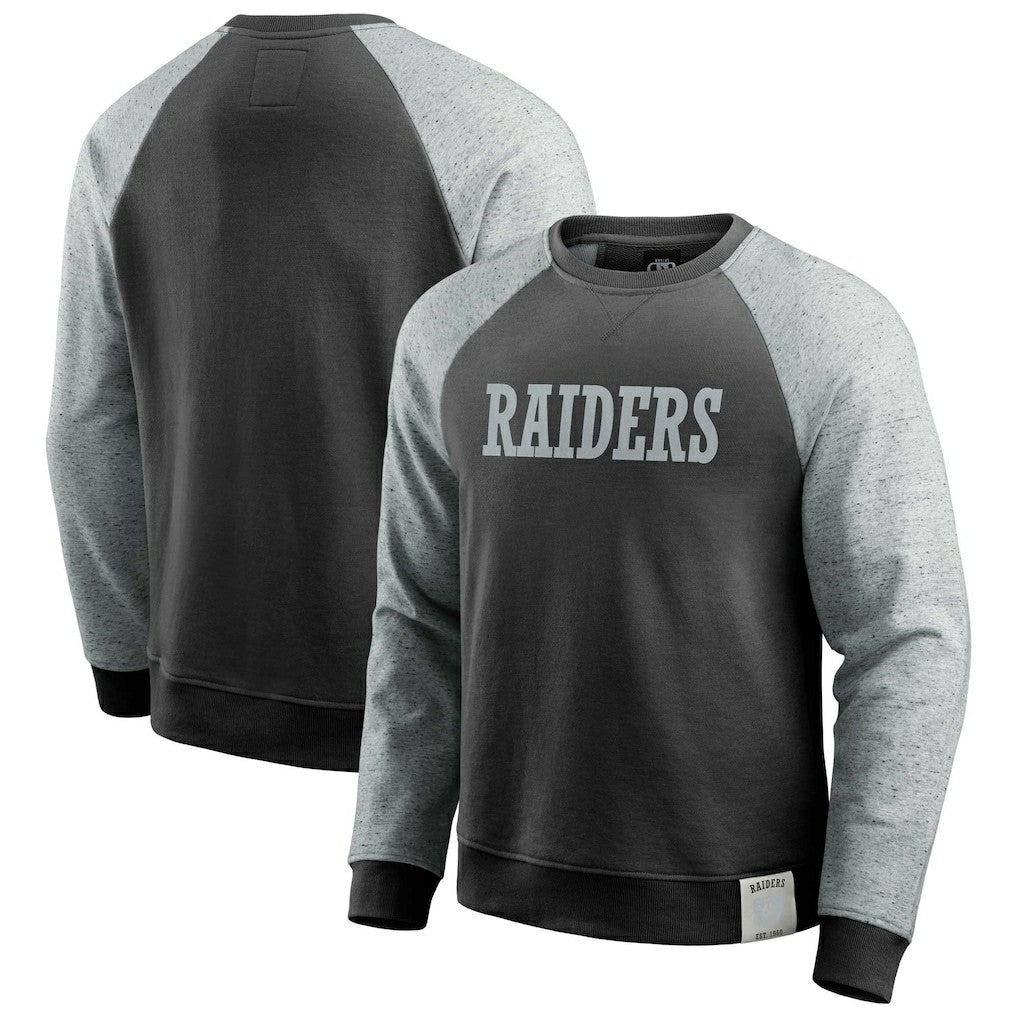 Las Vegas Raiders Darius Rucker Collection Colorblock Pullover Sweatshirt Black/Heather Gray