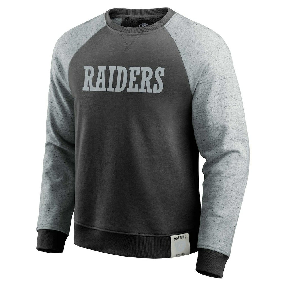 Las Vegas Raiders Darius Rucker Collection Colorblock Pullover Sweatshirt Black/Heather Gray