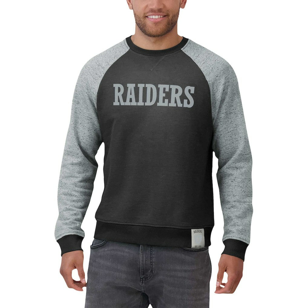 Las Vegas Raiders Darius Rucker Collection Colorblock Pullover Sweatshirt Black/Heather Gray